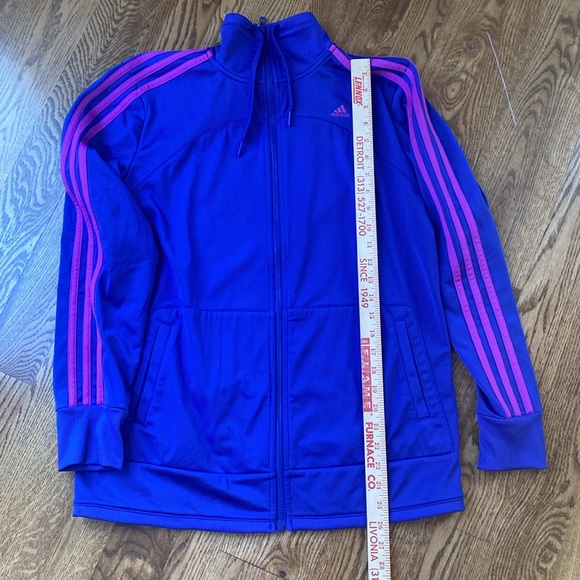 Vintage Adidas track suit top blue and purple three stripes workout layering - Picture 6 of 12